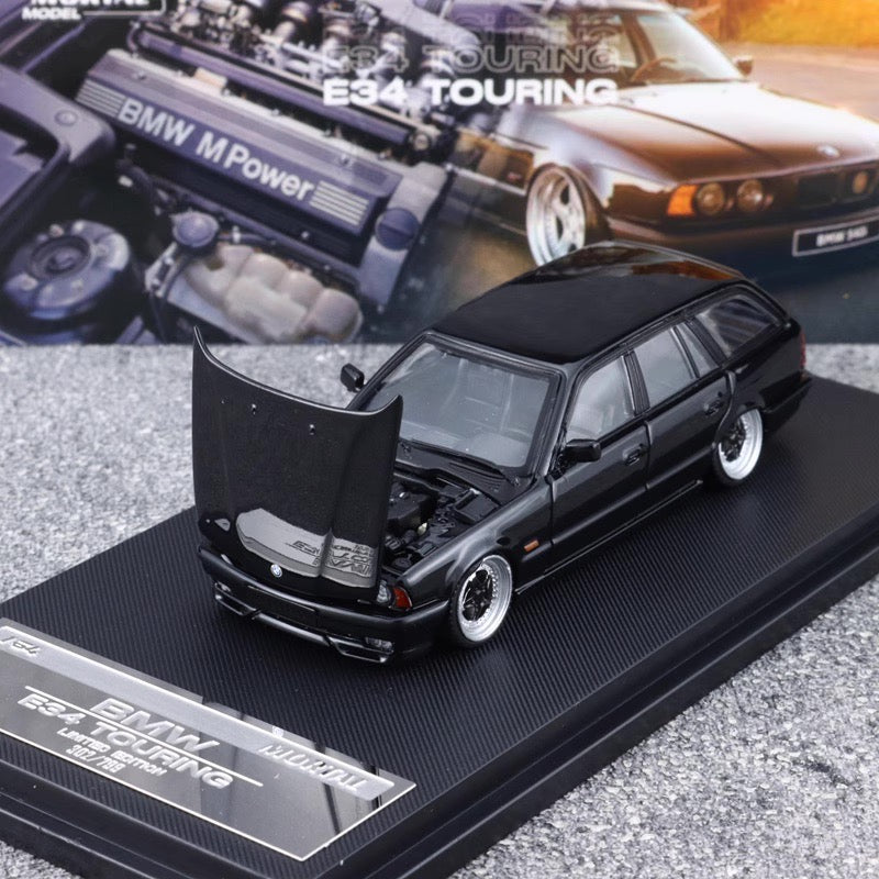 Mortal BMW 5 Series E34 Wagon Pearl Black Low stance Custom Openable Front Hood Detailed Engine Limited 799 Pieces