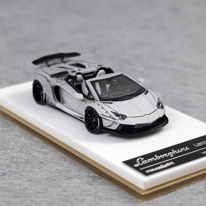 [Premium Resin Model] Fine Works 1:64 Lamborghini Aventador LP700-4 Roadster Convertible Liberty Walk Edition Combat Grey Limited to 199 Pieces