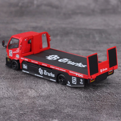Mega Gear 1:64 Hino 300 Series MK2 Custom Extendable Tow Truck Flat bed #5 Liberty Walk LB Truck Super Silhouette Red Black Livery