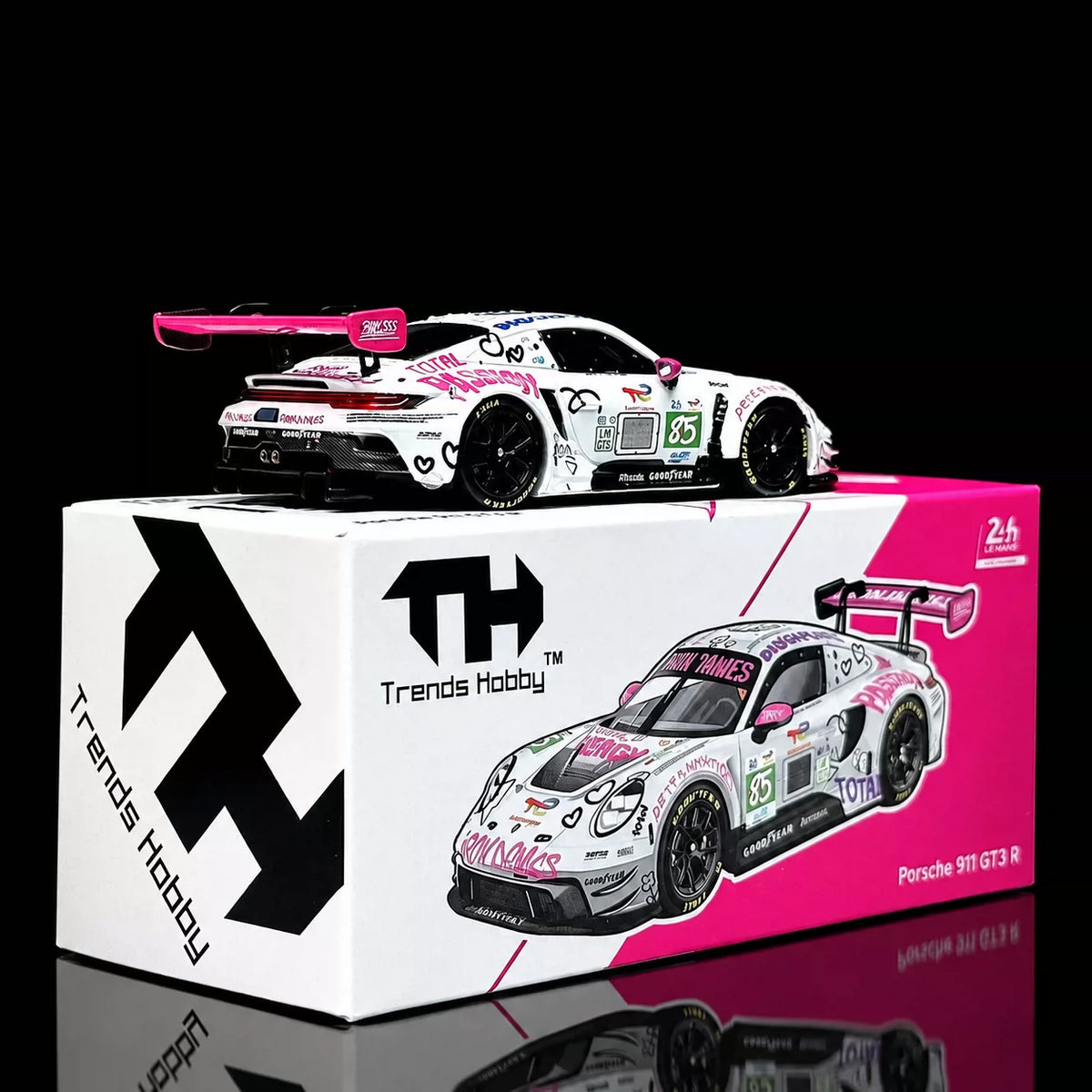 Trends Hobby 1:64 Porsche 911 GT3 R Iron Dames - 2025 Le Mans 24H LMGT3 #85 Openable Front Hood Detailed Parts Porsche Official Licensed (241084J)