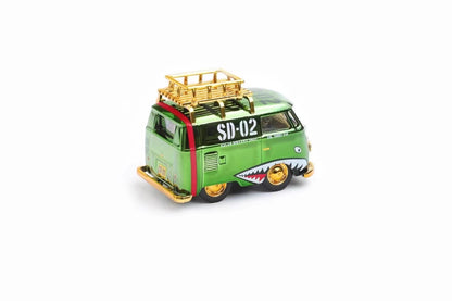 HY Model 1:64 Volkswagen T1 Kombi Camper Van Short Axis Egg Car Chrome Green Shark Standard Wheels