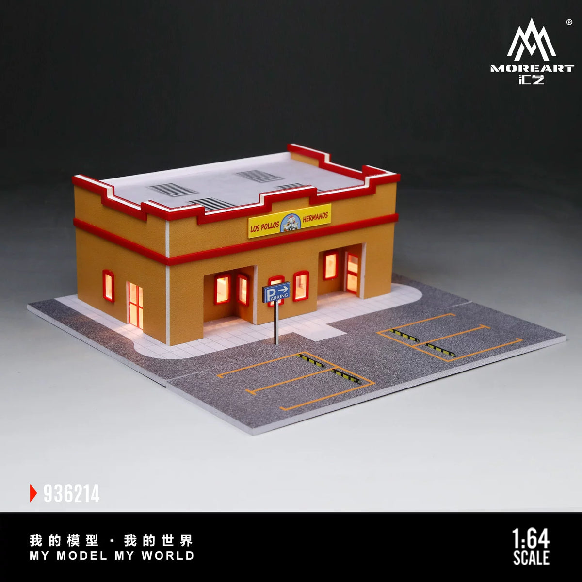 MoreArt 1:64 Los Pollos Hermanos Breaking Bad Fried Chicken Restaurant LED Light Diorama