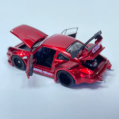 FG 1:64 RWB 930 Wide Body GT Wing Transparent Red Openable Front Rear Hoods and All Doors
