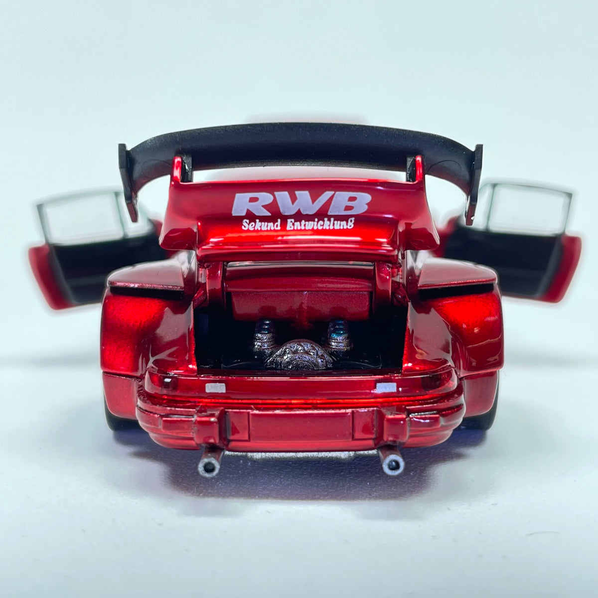 FG 1:64 RWB 930 Wide Body GT Wing Transparent Red Openable Front Rear Hoods and All Doors