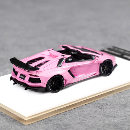 [Premium Resin Model] Fine Works 1:64 Lamborghini Aventador LP700-4 Roadster Convertible Liberty Walk Edition Pink Luminous Limited to 199 Pieces