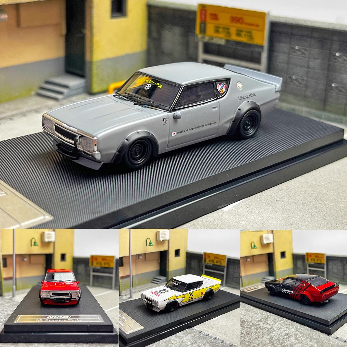 Zoom 1/64 Nissan Skyline 2000GT-R KPGC110 LBWK Liberty Walk Wide Body Grey