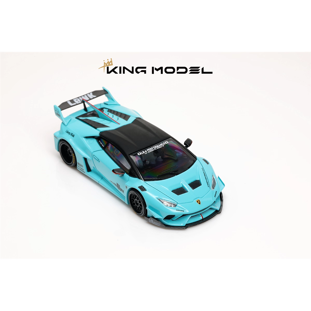 King Model 1:64 Lamborghini Huracan LP610-4 LBWK Wide Body Custom Openable Engine Hood Detailed Engine - Metallic Tiffany Blue