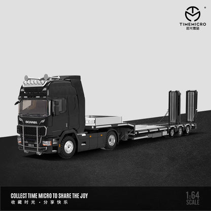 Time Micro 1:64 Scania Flat Bed Trailer Transporter Truck Black