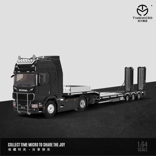 Time Micro 1:64 Scania Flat Bed Trailer Transporter Truck Black