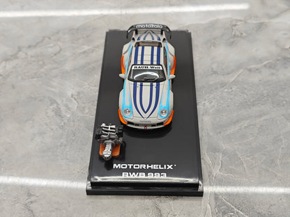 Motorhelix 1:64 RWB 993 Motozolo Grey Includes Magnetic Air-Cooled Engine Display Model