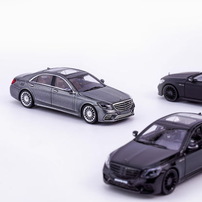 King Model 1:64 Mercedes-Benz S-Class W222 AMG S65L V12 Long Wheel Base Titanium Grey Limited 999 Pieces