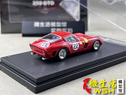 Classic Lover 1:64 250 GTO #22 Rosso Corsa Enquipe Nationale Belge & 1962 Le Mans 24H 3rd Position Openable Front Hood Detailed Engine