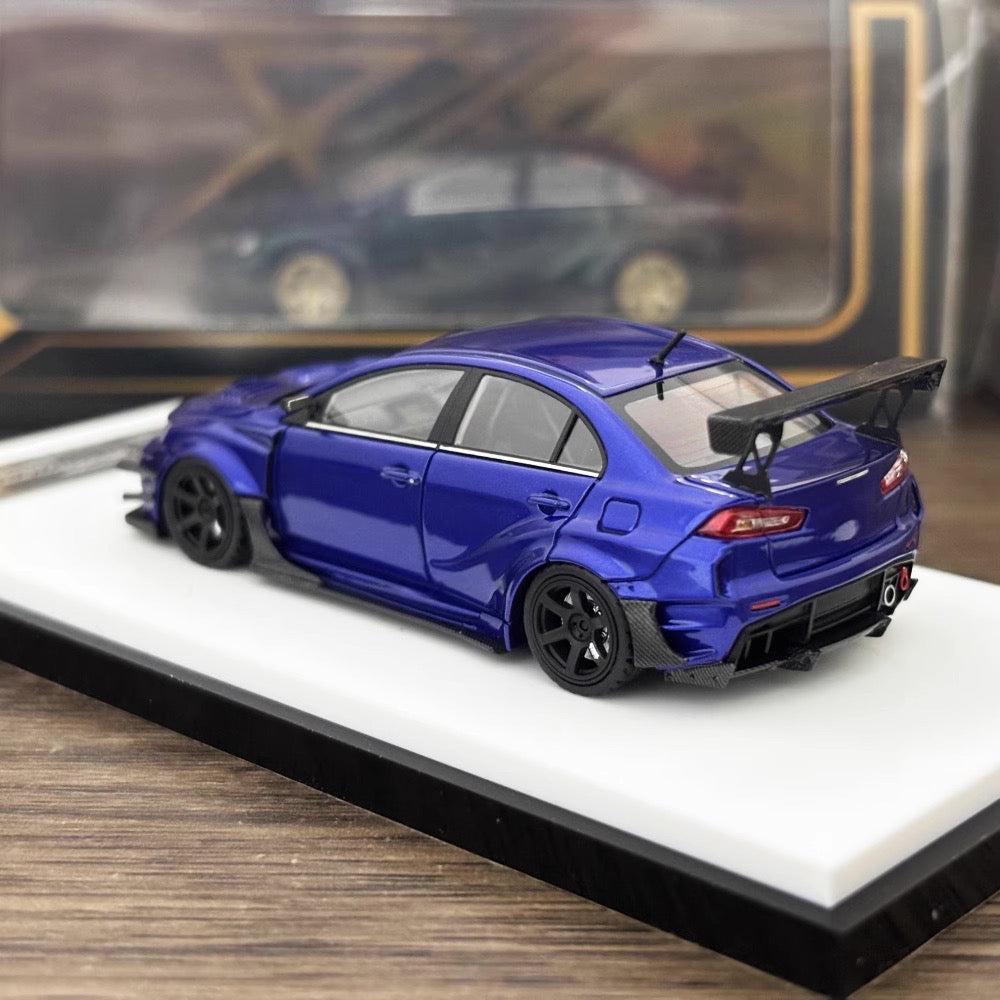 [Premium Resin Model] 404 Error 1:64 Mitsubishi Lancer Evolution EVO X 10 Varis Wide Body Custom Metal Body Kit and Spoiler Candy Blue Limited 199 Pieces