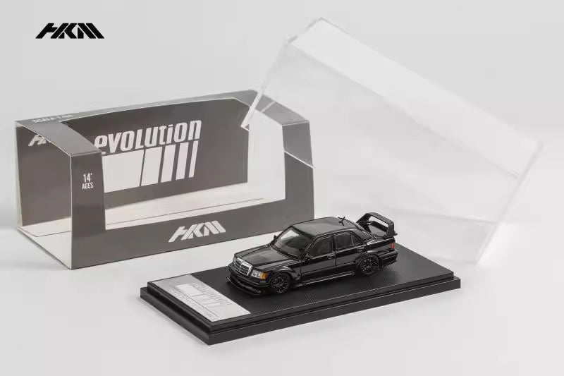HKM 1:64 Mercedes-Benz 190E W201 2.5-16 EVO II Restmod Custom Gloss Black Limited 999 Pieces