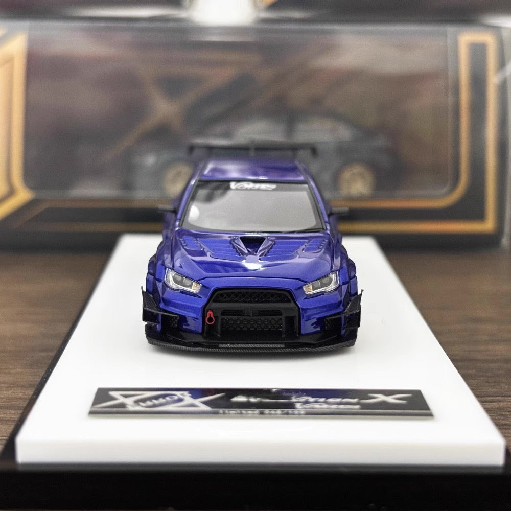 [Premium Resin Model] 404 Error 1:64 Mitsubishi Lancer Evolution EVO X 10 Varis Wide Body Custom Metal Body Kit and Spoiler Candy Blue Limited 199 Pieces