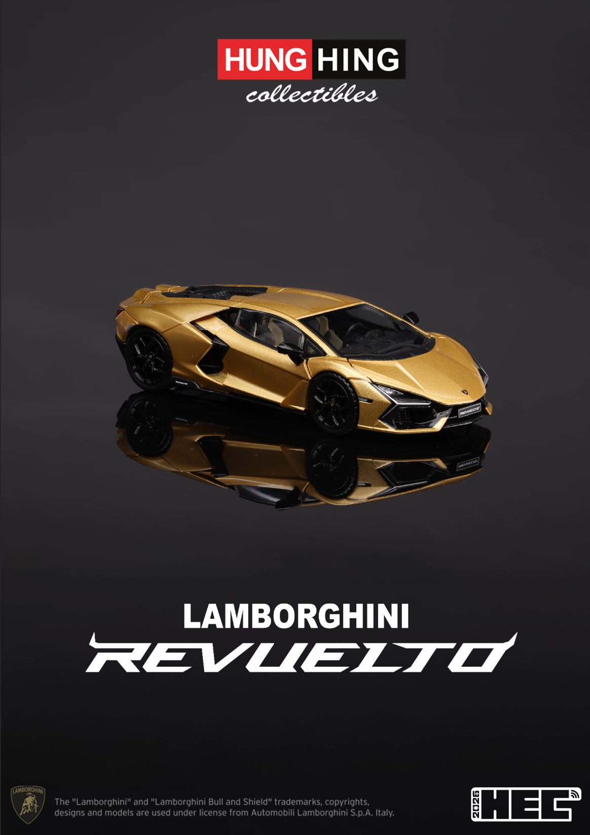 Hung Hing 1:64 Lamborghini Revuelto LB744 V12 PHEV Gold Official Licensed Hobby Expo China 2026 Special Edition (Openable All Doors and Hoods with Detailed Engine)