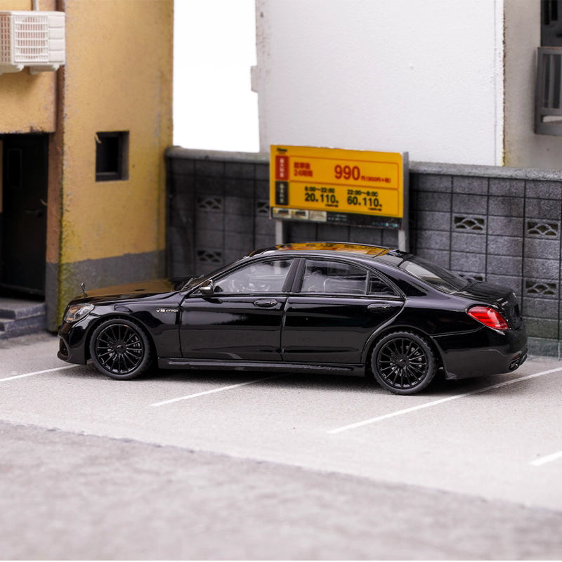 King Model 1:64 Mercedes-Benz S-Class W222 AMG S65L V12 Long Wheel Base Full Black Limited 999 Pieces