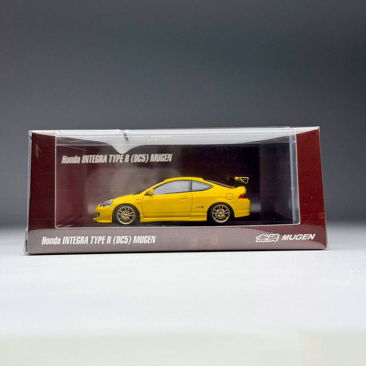 Motorhelix 1:64 Honda Mugen Integra Type-R DC5 Phoenix Yellow Openable Front Hood Detailed Engine - Honda & Mugen Duel Official Licensed