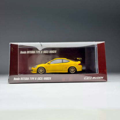 Motorhelix 1:64 Honda Mugen Integra Type-R DC5 Phoenix Yellow Openable Front Hood Detailed Engine - Honda & Mugen Duel Official Licensed