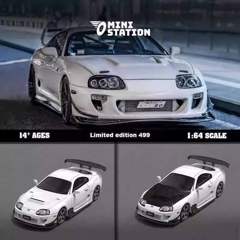 Mini Station 1:64 Toyota Supra A80Z White with Black Carbon Hood
