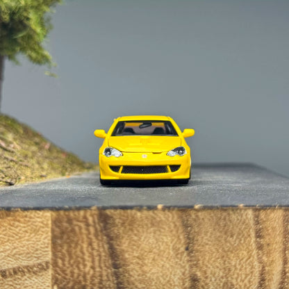 Motorhelix 1:64 Honda Mugen Integra Type-R DC5 Phoenix Yellow Openable Front Hood Detailed Engine - Honda & Mugen Duel Official Licensed