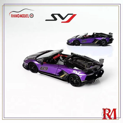 Rhino Model 1:64 Lamborghini Aventador SVJ Removable Roof Metallic Purple