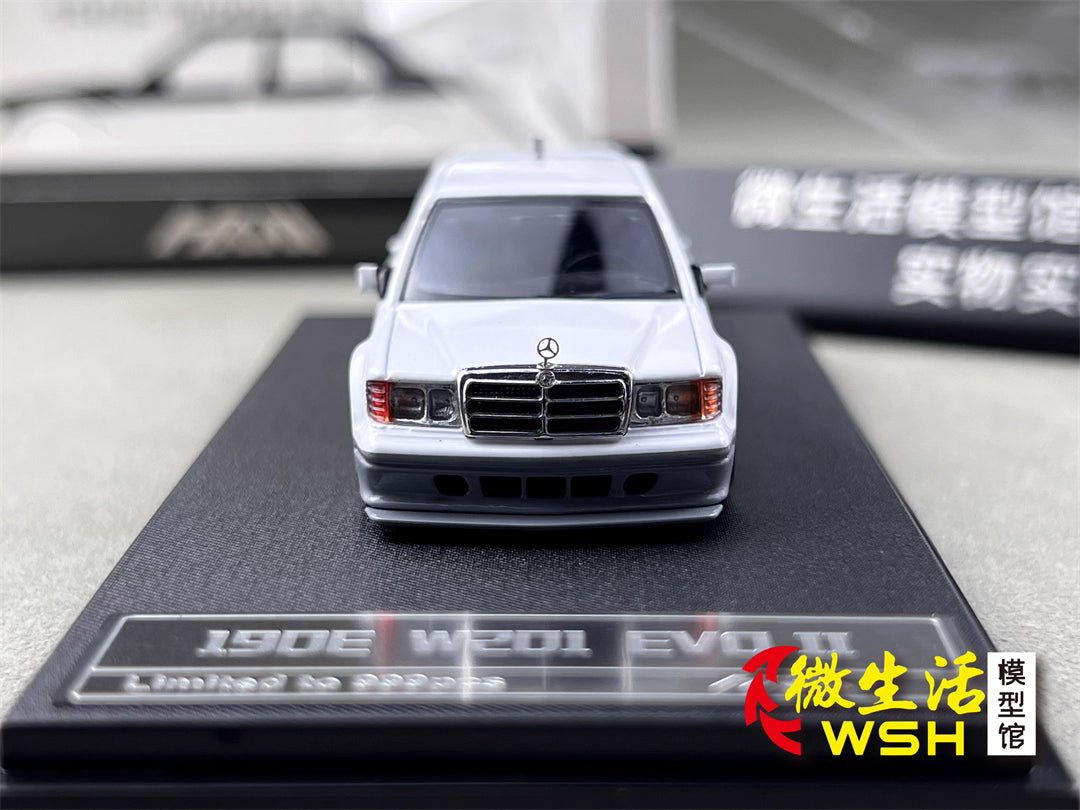 HKM 1:64 Mercedes-Benz 190E W201 2.5-16 EVO II Restmod Custom Gloss White Limited 999 Pieces