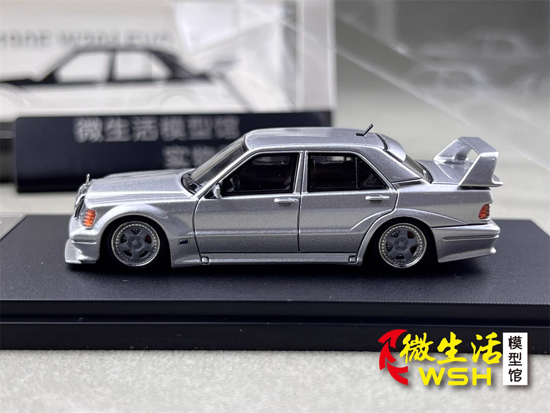 HKM 1:64 Mercedes-Benz 190E W201 2.5-16 EVO II Restmod Custom GT Silver Limited 999 Pieces