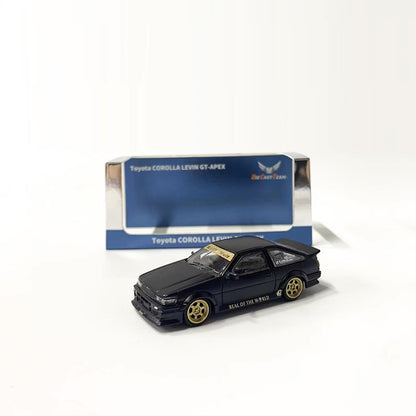 DCT 1:64 Toyota Corolla AE86 Levin GT-APEX RWB Wide Body Custom Black with Gold Wheels