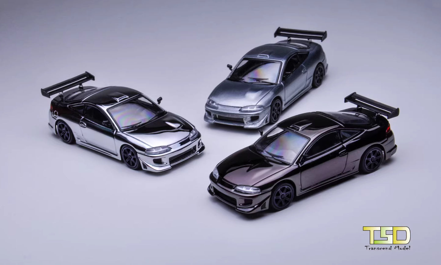 Transcend Model 1:64 Mitsubishi Eclipse Chrome Gun Grey
