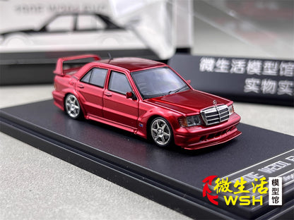 HKM 1:64 Mercedes-Benz 190E W201 2.5-16 EVO II Restmod Custom Candy Red Limited 999 Pieces