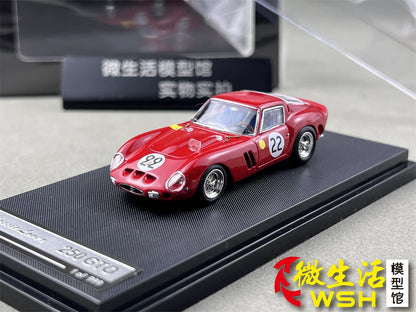 Classic Lover 1:64 250 GTO #22 Rosso Corsa Enquipe Nationale Belge & 1962 Le Mans 24H 3rd Position Openable Front Hood Detailed Engine