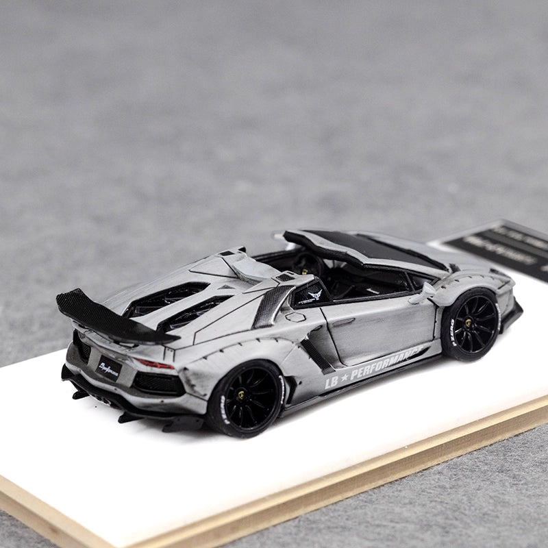 [Premium Resin Model] Fine Works 1:64 Lamborghini Aventador LP700-4 Roadster Convertible Liberty Walk Edition Combat Grey Limited to 199 Pieces