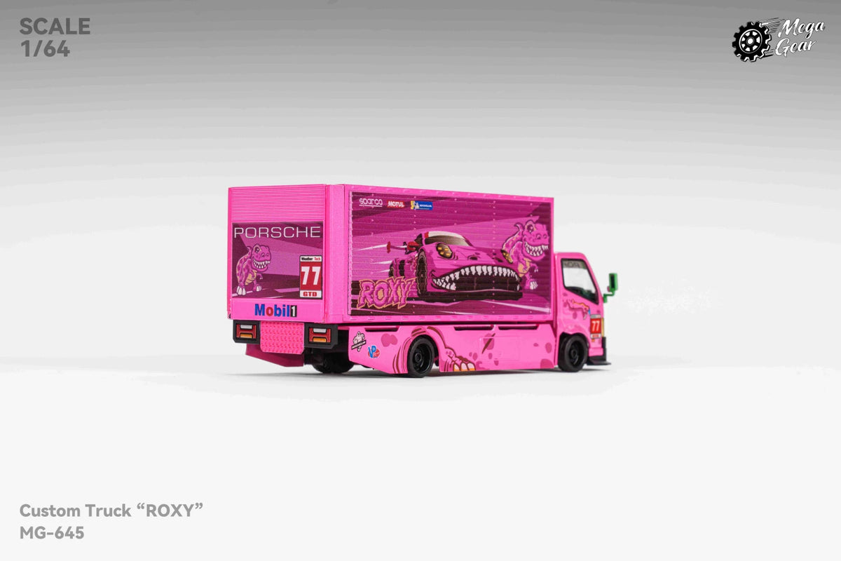 Mega Gear 1:64 Hino 300 Series MK2 Custom Extendable Tow Truck Container Livery Tyrannosaurus Roxy Pink (Limited to 2 per customer/ address)