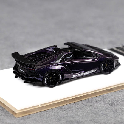 [Premium Resin Model] Fine Works 1:64 Lamborghini Aventador LP700-4 Roadster Convertible Liberty Walk Edition Magic Purple Limited to 199 Pieces