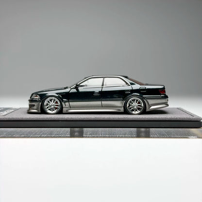 Mortal 1:64 The Ridge Mark II JZX100 Dark Green Metallic / Gun Metallic Openable Front Hood Detailed Engine in Premium Box Packaging