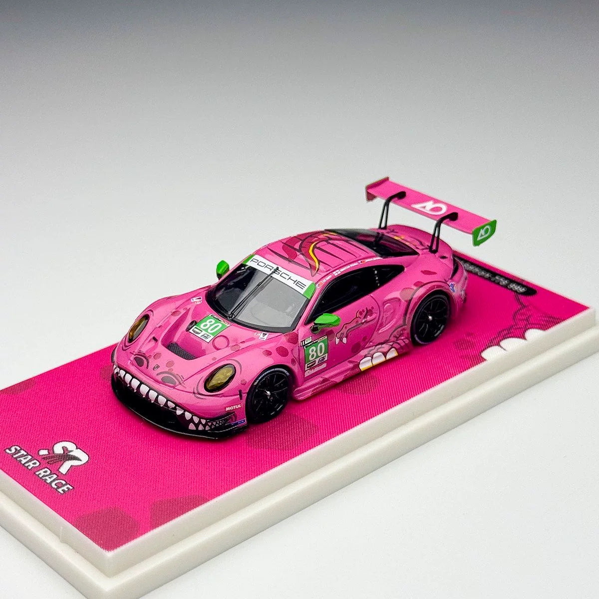 Top Lux X Star Race 1:64 H300 Rollback Tow Truck Extendable Flat Bed + 911 GT3 R Tyrannosaurus Roxy Pink (Full Set)