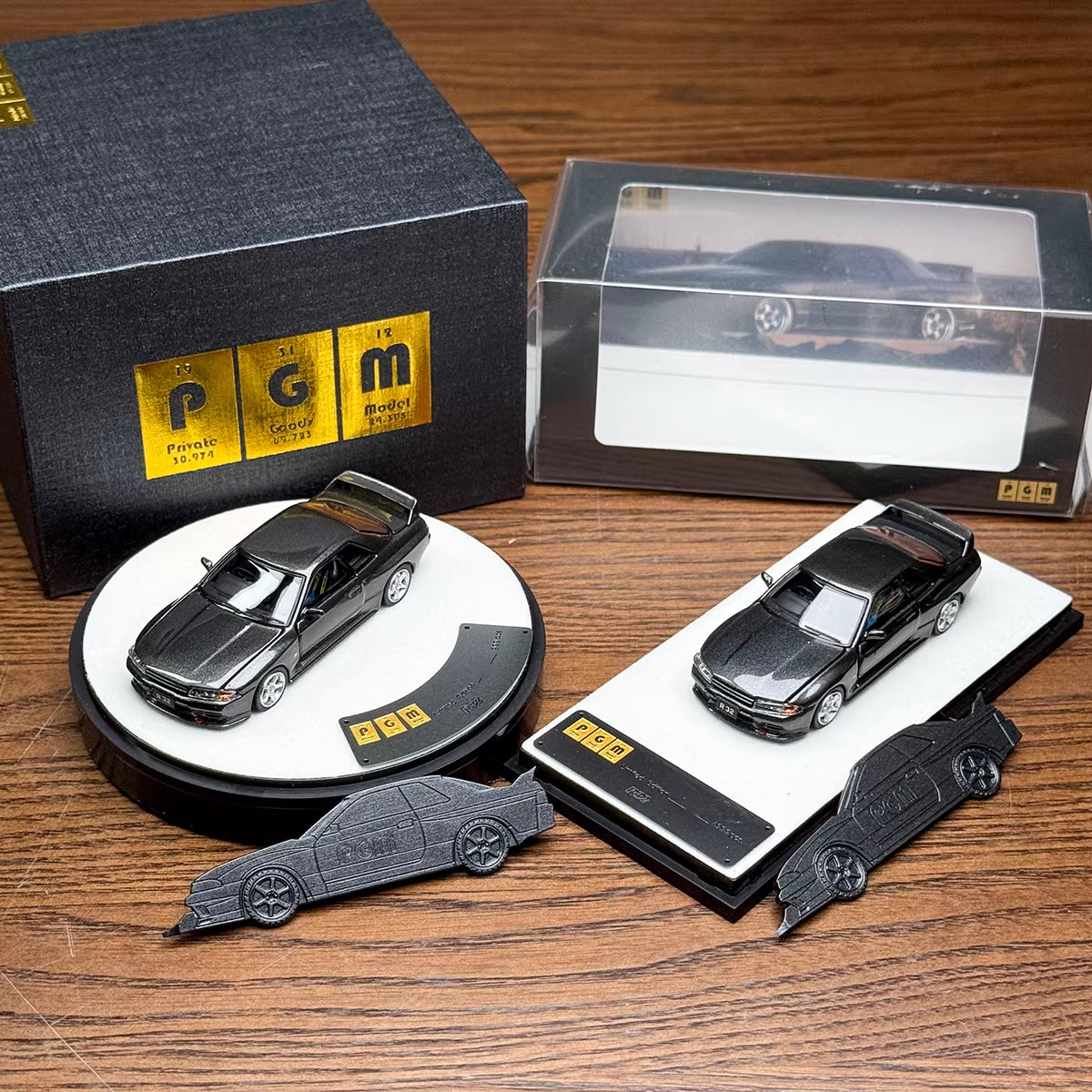 PGM 1:64 Nissan Skyline GT-R R32 Metallic Grey Openable Doors Front Hood Rear Bonnet (Normal Rectangle Box Edition)
