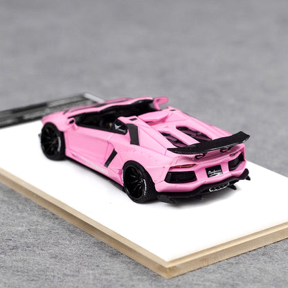 [Premium Resin Model] Fine Works 1:64 Lamborghini Aventador LP700-4 Roadster Convertible Liberty Walk Edition Pink Luminous Limited to 199 Pieces
