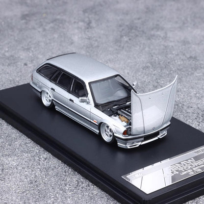 Mortal BMW 5 Series E34 Wagon Silver Low stance Custom Openable Front Hood Detailed Engine Limited 799 Pieces
