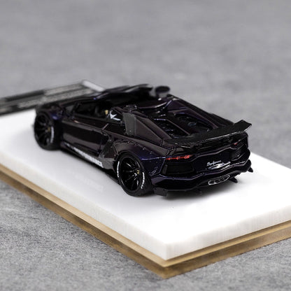 [Premium Resin Model] Fine Works 1:64 Lamborghini Aventador LP700-4 Roadster Convertible Liberty Walk Edition Magic Purple Limited to 199 Pieces