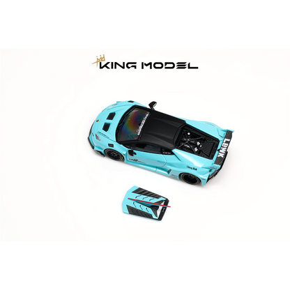 King Model 1:64 Lamborghini Huracan LP610-4 LBWK Wide Body Custom Openable Engine Hood Detailed Engine - Metallic Tiffany Blue