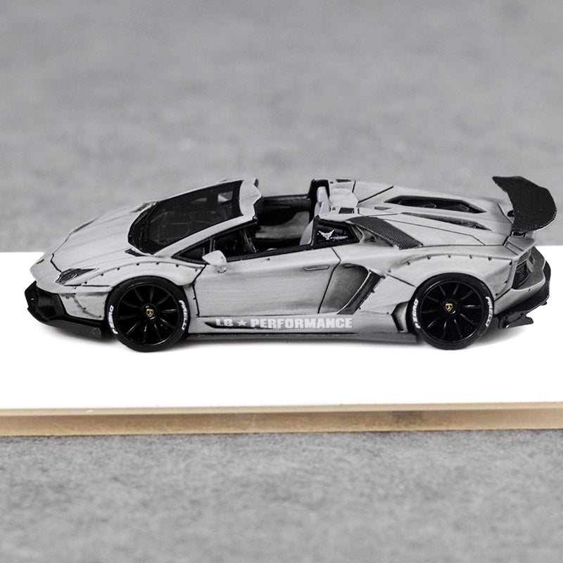[Premium Resin Model] Fine Works 1:64 Lamborghini Aventador LP700-4 Roadster Convertible Liberty Walk Edition Combat Grey Limited to 199 Pieces