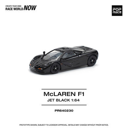 Pop Race 1:64 McLaren F1 Jet Black Opening Rear Hatch Detailed Engine (PR640230)