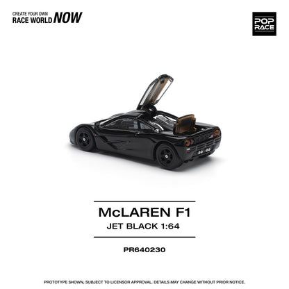Pop Race 1:64 McLaren F1 Jet Black Opening Rear Hatch Detailed Engine (PR640230)