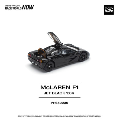 Pop Race 1:64 McLaren F1 Jet Black Opening Rear Hatch Detailed Engine (PR640230)
