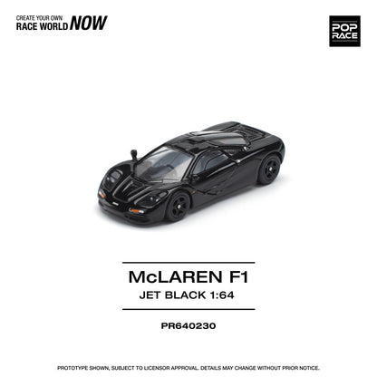 Pop Race 1:64 McLaren F1 Jet Black Opening Rear Hatch Detailed Engine (PR640230)