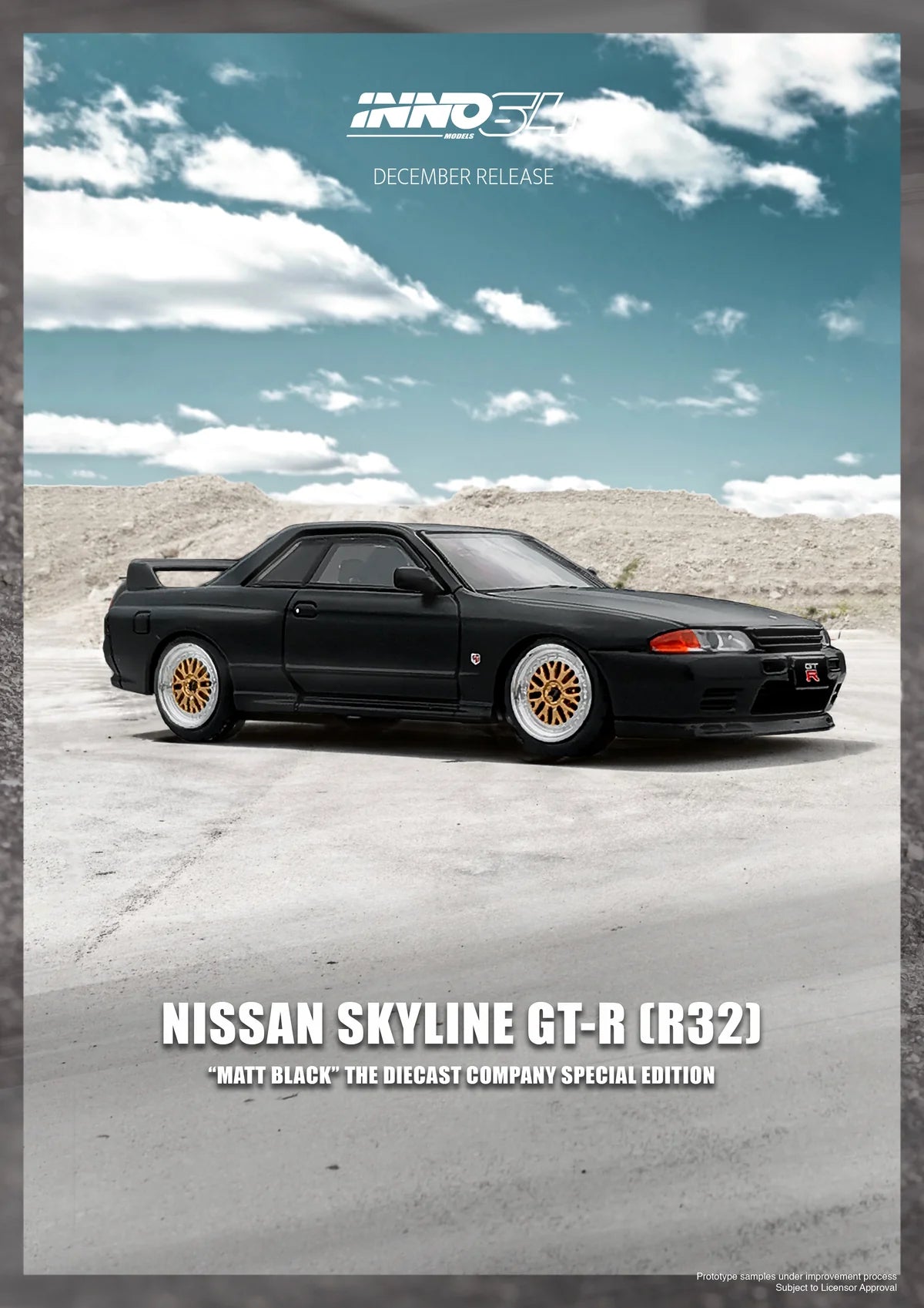 INNO64 1:64 NISSAN SKYLINE GT-R (R32) Matt Black The Diecast Company Special Edition
