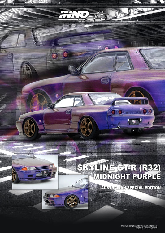 INNO64 1:64 Nissan SKYLINE GT-R (R32) Midnight Purple Australia Special Edition (IN64-R32-MP)