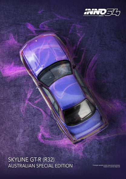 INNO64 1:64 SKYLINE GT-R (R32) Midnight Purple Australian Special Edition (IN64-R32-MP-AS)